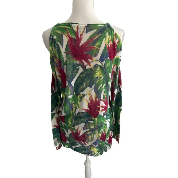 SHOW ME YOUR MUMU Tropical Knit Cold Shoulder Blouse Top Size Medium - Picture 4 of 8